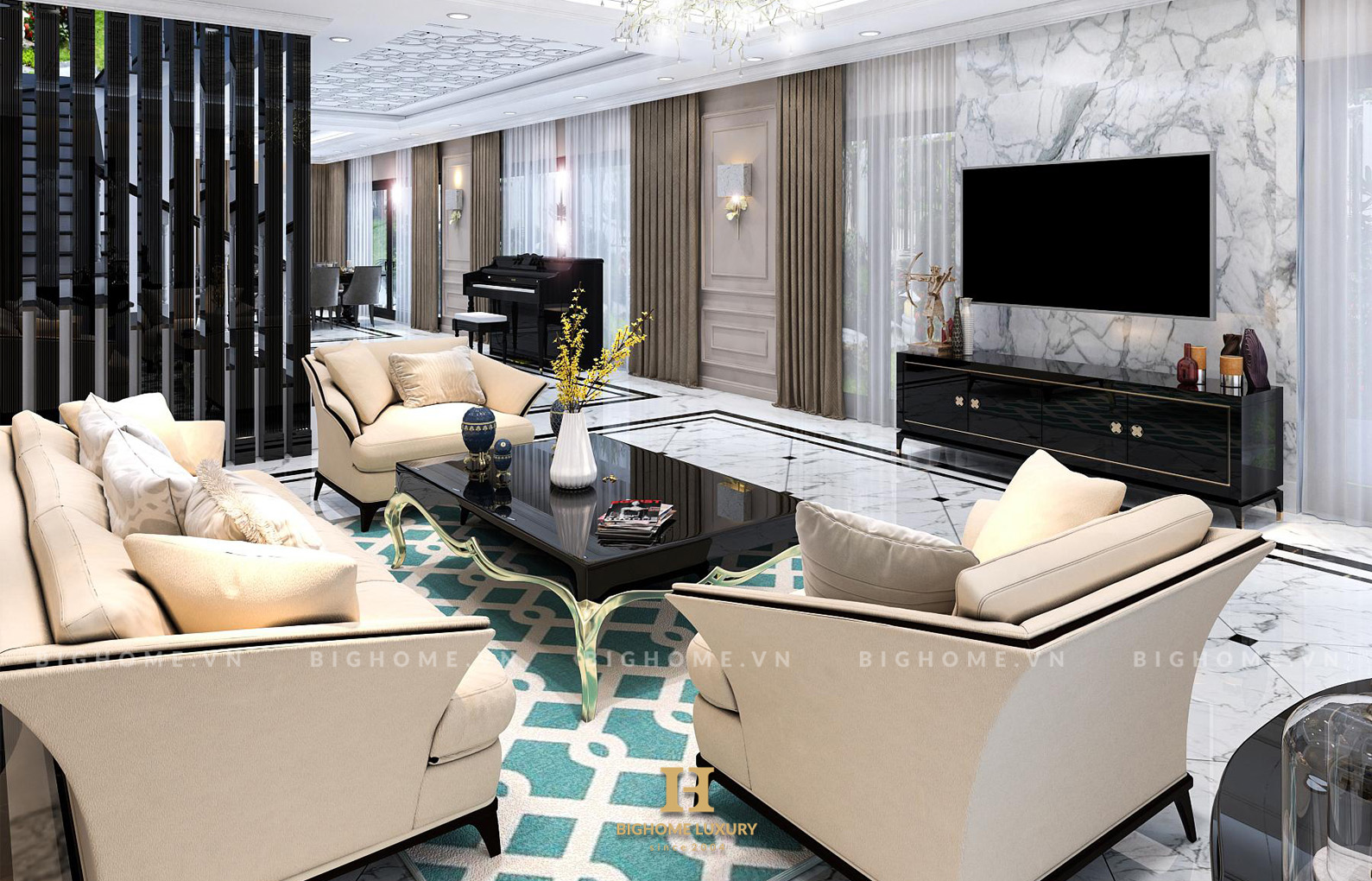 Thiết kế nội thất phong cách Luxury nhà Anh Hạnh