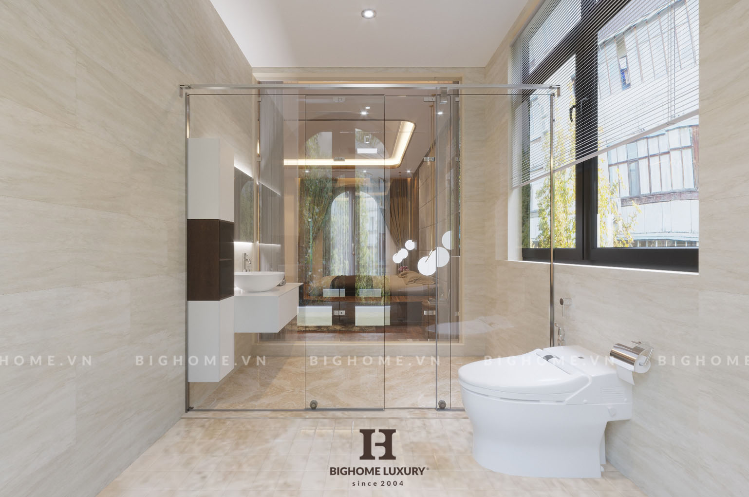 Thiết kế nội thất phòng tắm biệt thự Vinhomes Ocean tiện nghi, đẹp mọi góc nhìn