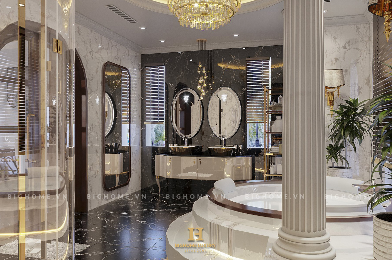 Thiết kế nội thất phòng tắm đẳng cấp và tiện nghi bậc nhất với chất liệu đá tự nhiên cao cấp