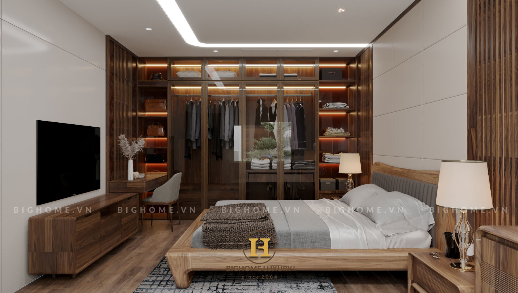 Thiết kế nội thất biệt thự liền kề Vinhomes Ocean Park 3 - The Crown phòng ngủ