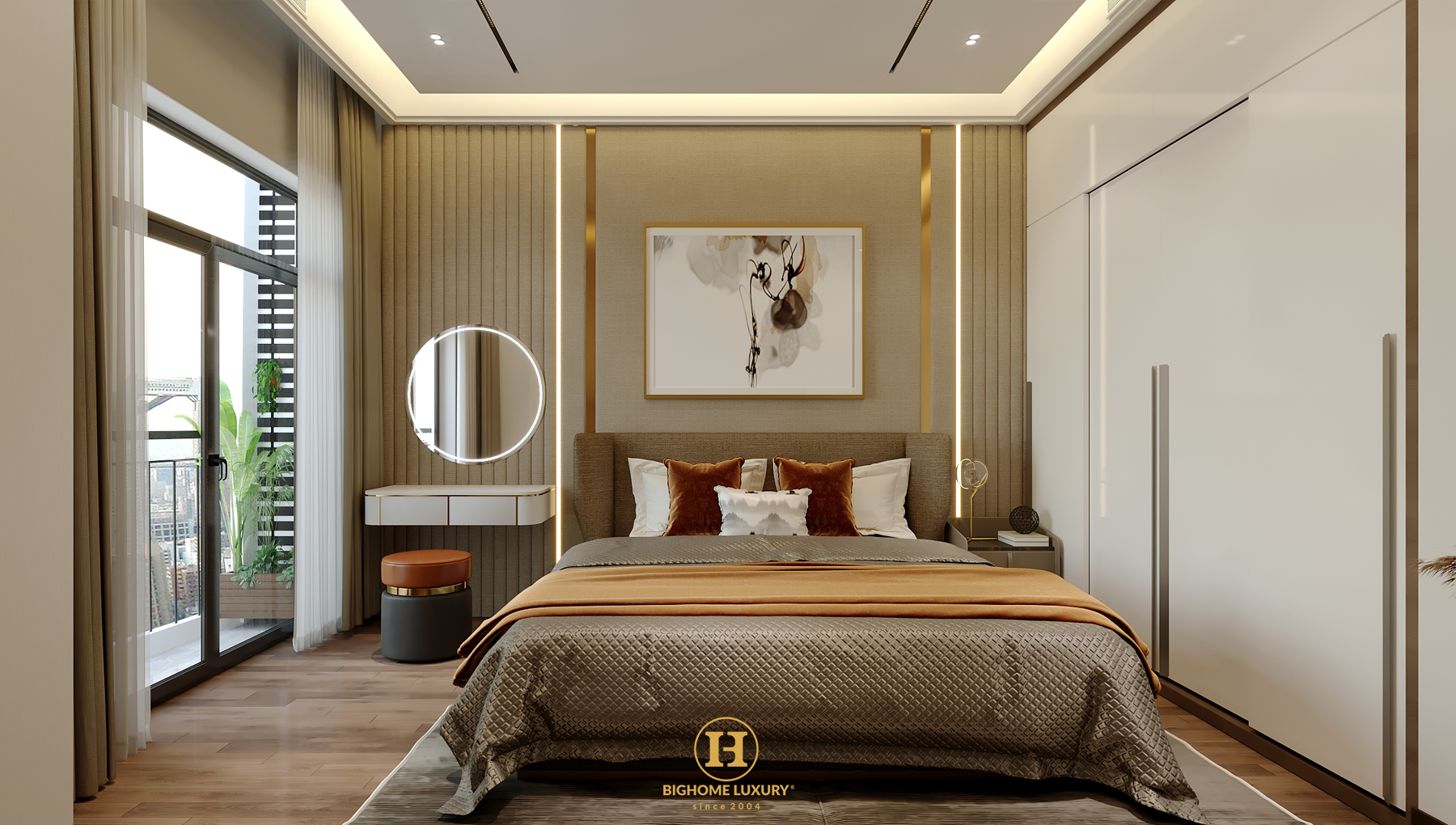 Chi tiết nội thất phòng ngủ master luxury tại Louis Hoang Mai