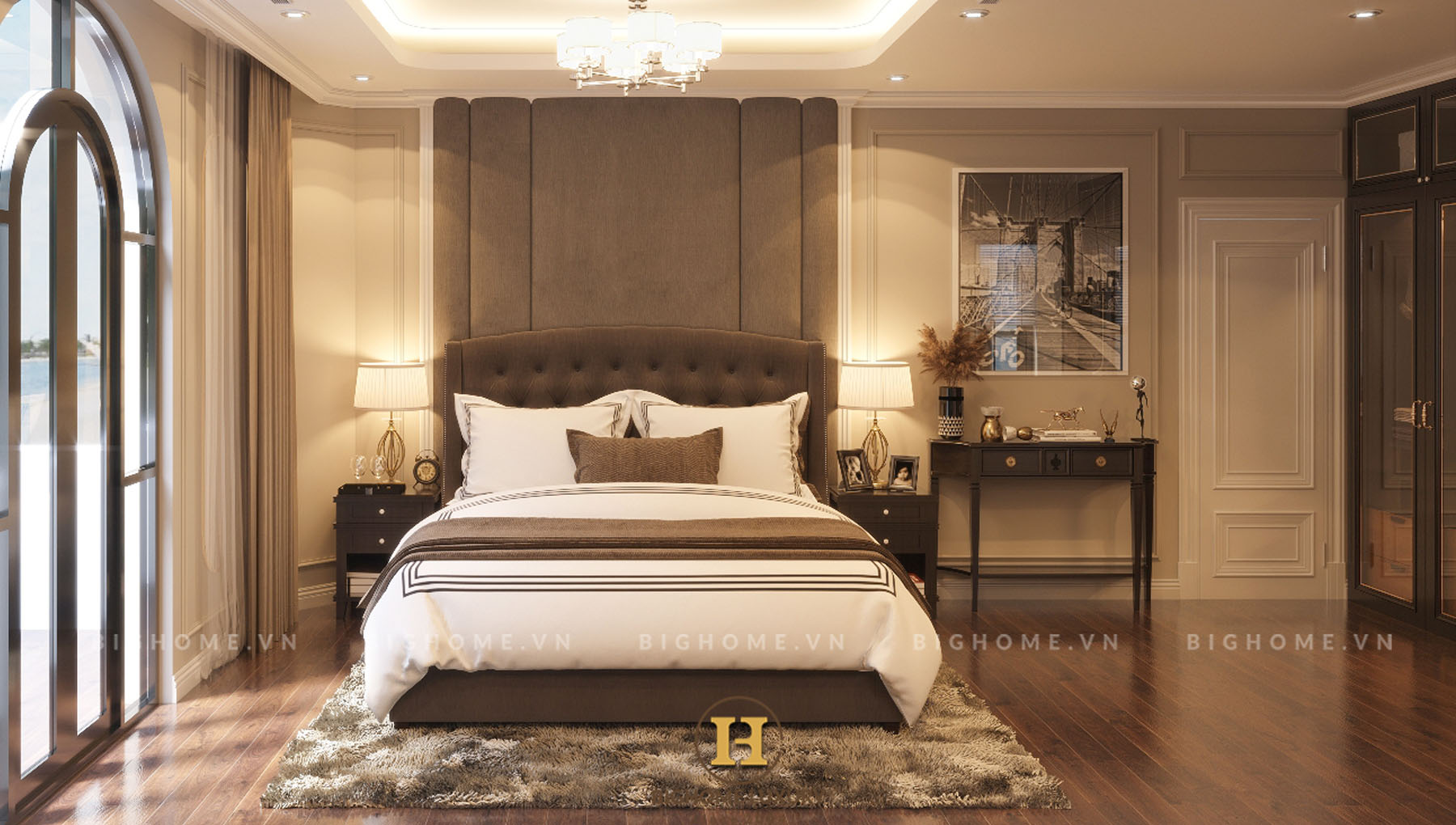 louis hoang mai 3Chi tiết nội thất phòng ngủ master luxury tại Louis Hoang Mai