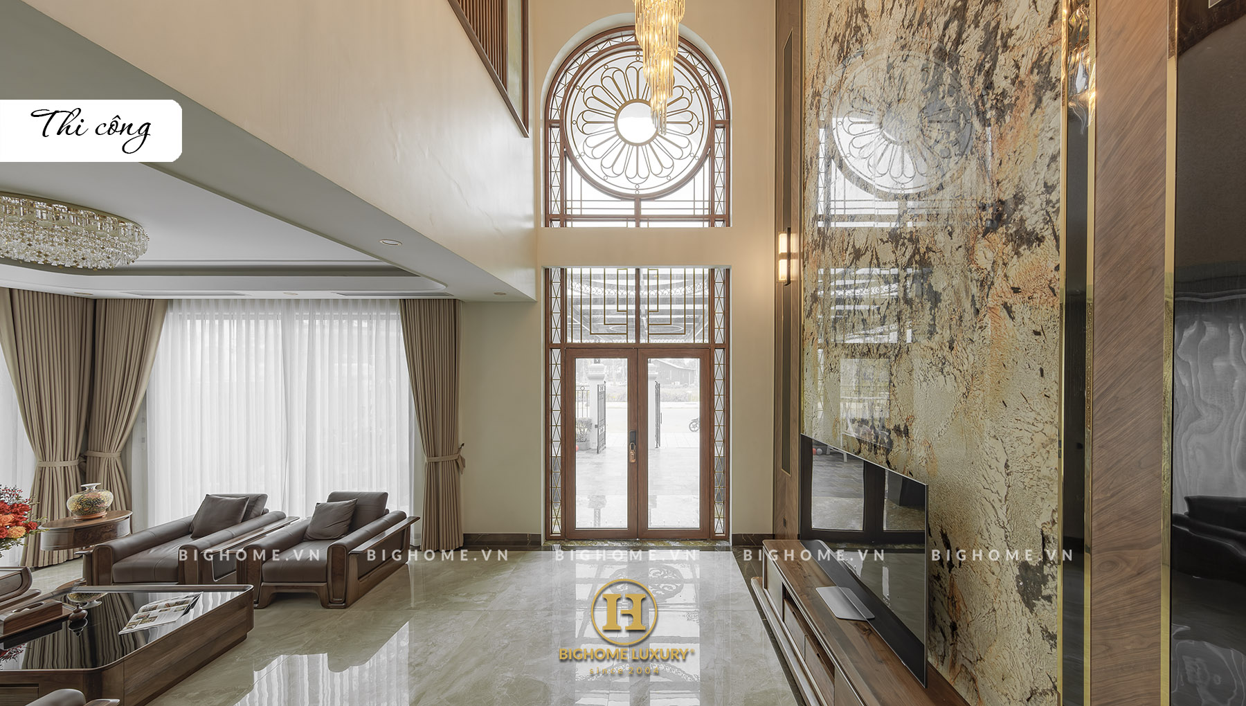 NỘI THẤT BIỆT THỰ GỖ ÓC CHÓ OCEAN PARK: Thi công đẹp hơn thiết kế 3D