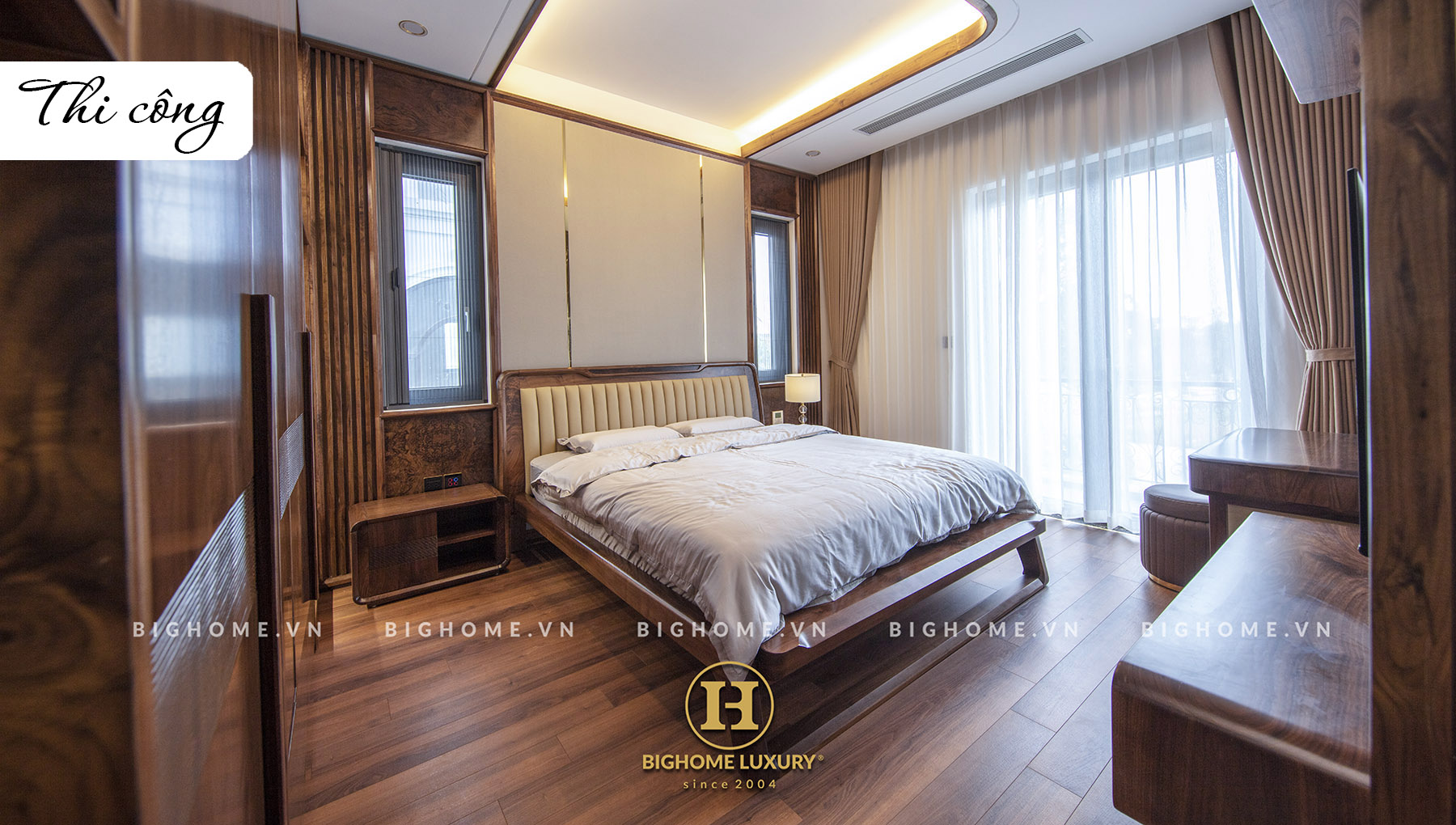 NỘI THẤT BIỆT THỰ GỖ ÓC CHÓ OCEAN PARK: Thi công đẹp hơn thiết kế 3D