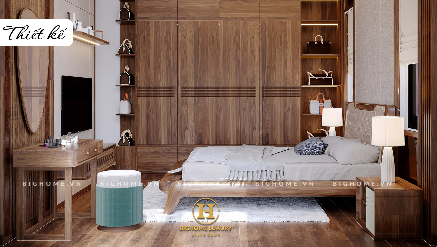 NỘI THẤT BIỆT THỰ GỖ ÓC CHÓ OCEAN PARK: Thi công đẹp hơn thiết kế 3D